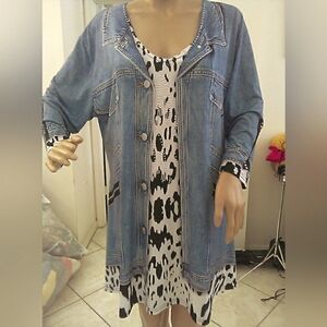 BNWT VALENTINA UNIQUE DRESS SZ. XL GRAPHIC JAN JACKET W/ COW PRINT TOP & STUDS